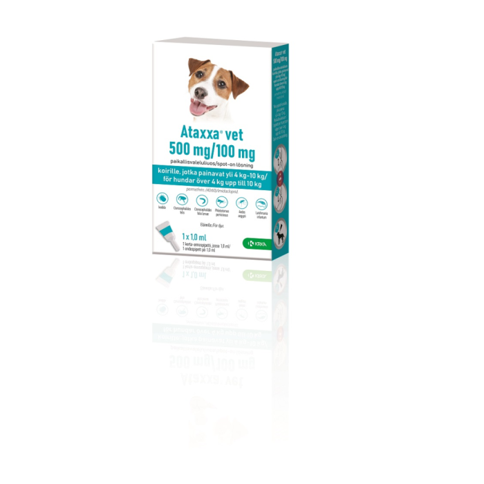 ATAXXA VET paikallisvaleluliuos 500/100 mg koiralle yli 4 kg-10 kg 1 ml