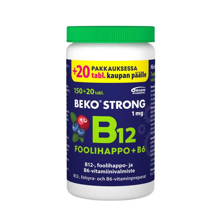 Beko Strong B12+foolihappo+B6 mustikka-karpalo 170 purutabl kuva 2