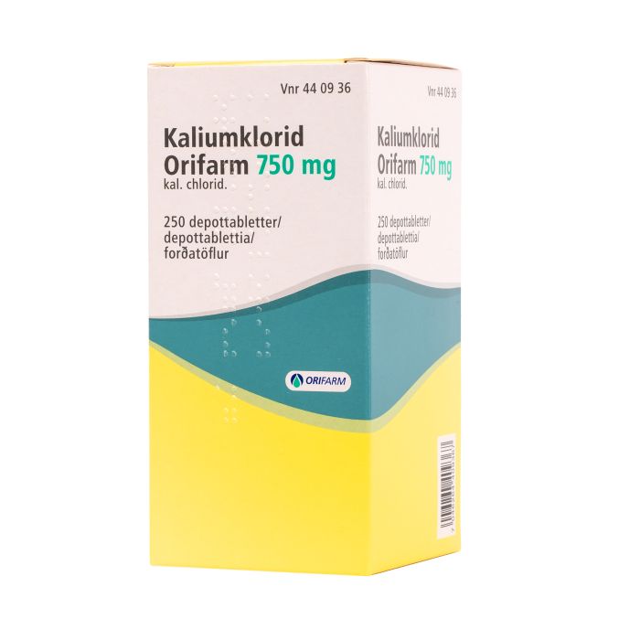 KALIUMKLORID ORIFARM depottabletti 750 mg 250 kpl kuva 2