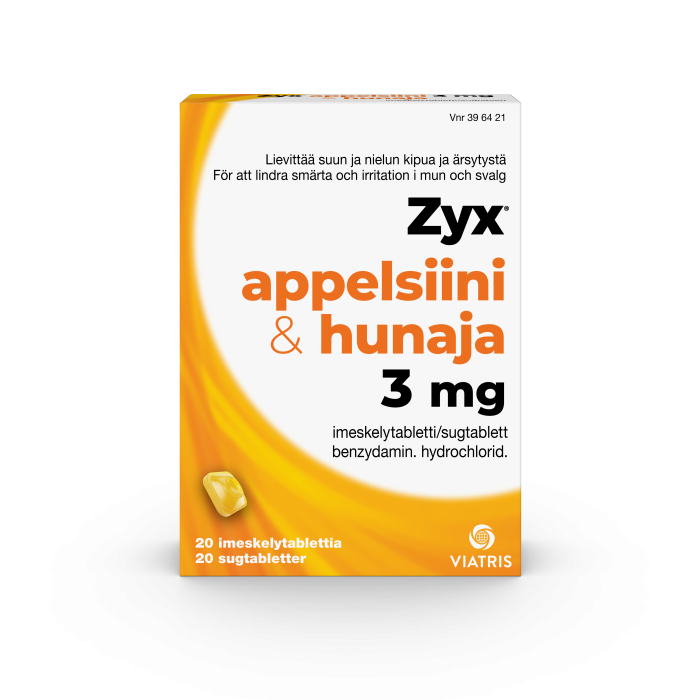 ZYX APPELSIINI & HUNAJA imeskelytabletti 3 mg 20 fol kuva 3