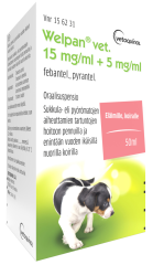 WELPAN VET. oraalisuspensio 15 mg/ml + 5 mg/ml 50 ml